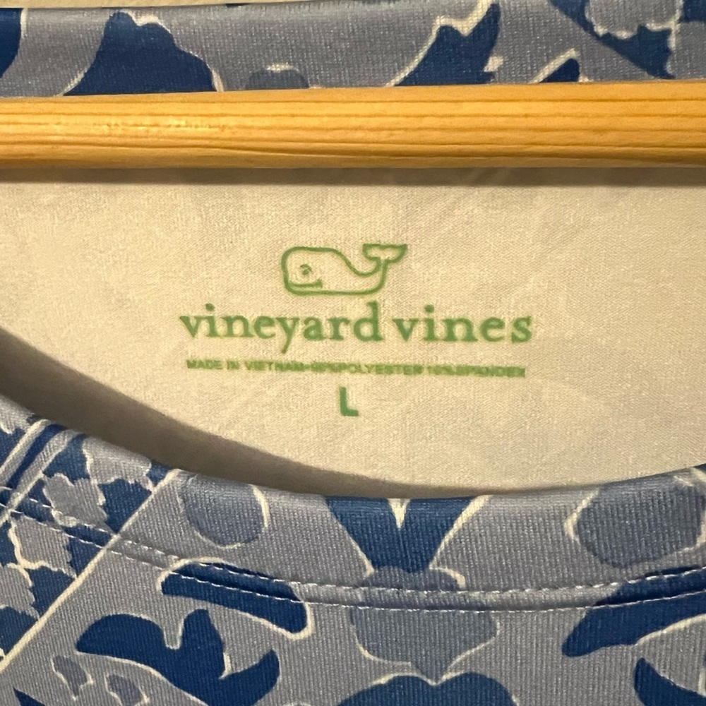 Vineyard Vines Womens Sankaty Tee Medium Boatneck Printed Top Calm Water Large - Picture 6 of 10